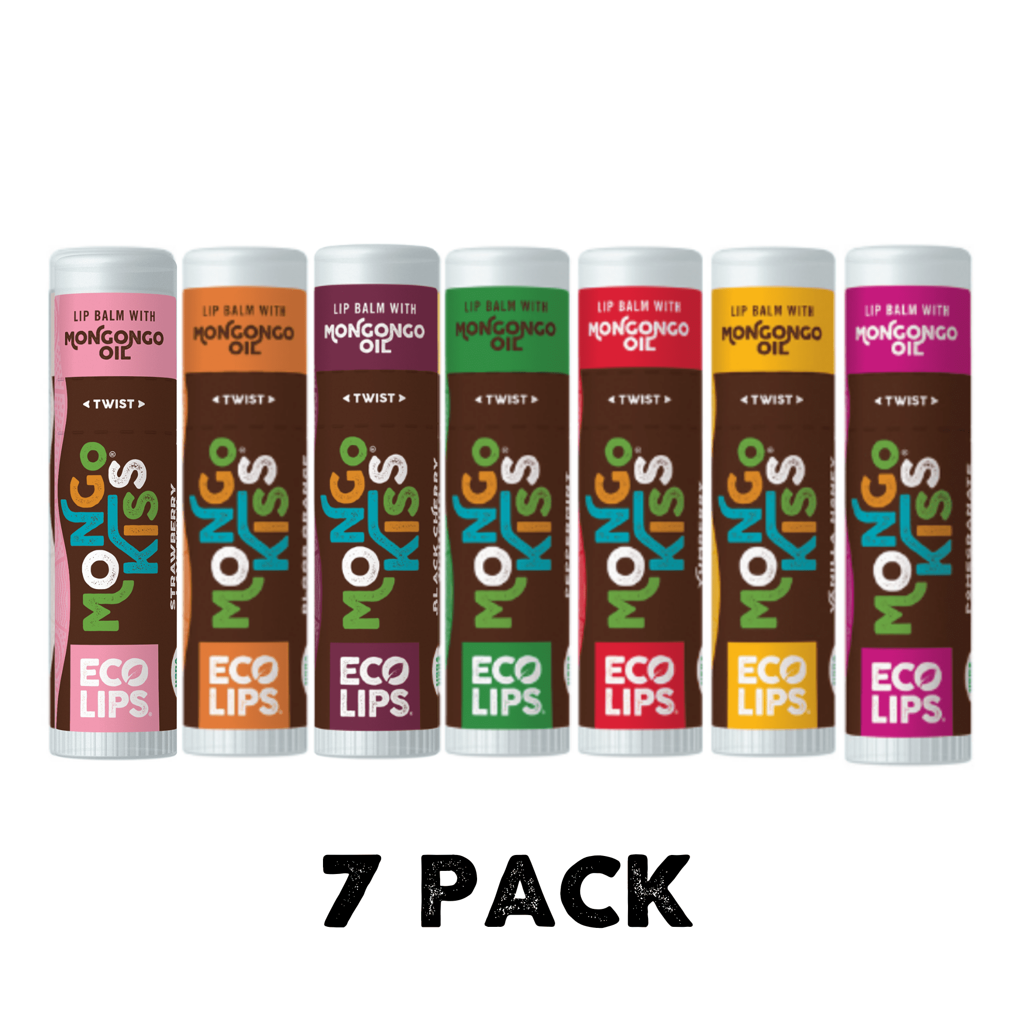 Eco Lips Mongo Kiss Organic Lip Balm, 7 Pack Variety