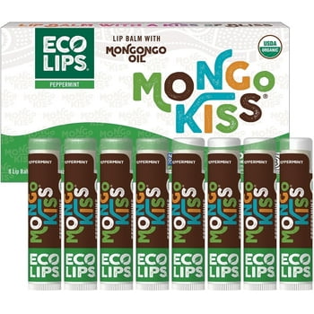 Eco Lips Mongo Kiss Organic Lip Balm Peppermint, 8-Count Value Gift Set