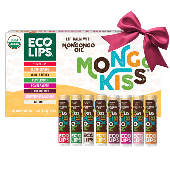 Eco Lips Mongo Kiss Organic Lip Balm 8-Count Value Gift Set, Variety Pack