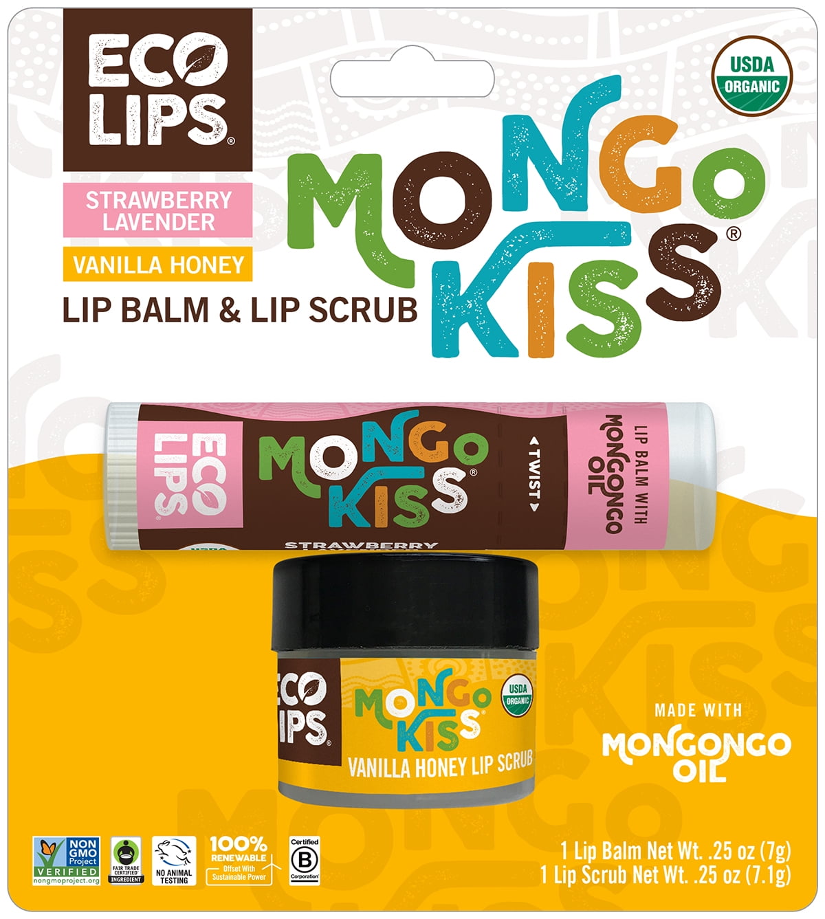 Eco Lips Mongo Kiss Organic Strawberry Lavender Lip Balm & Vanilla