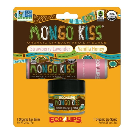 Eco Lips Mongo Kiss Strawberry Lavender Vanilla Honey Combo Blister Pack