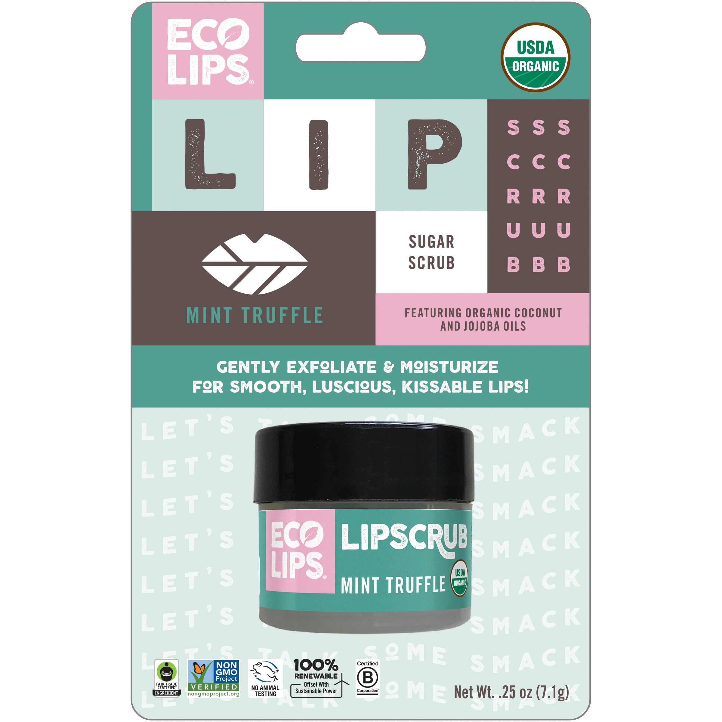 Eco Lips Organic Exfoliating Mint Truffle Lip Scrub 0.25 oz.