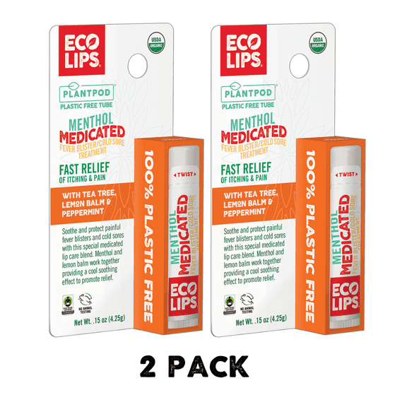 Eco Lips Organic Medicated Lip Balm with Active Ingredients for Cold Sores and Fever Blisters