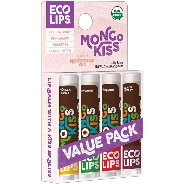 Eco Lips Organic Mongo Kiss Moisturizing Lip Balm Variety 4pack