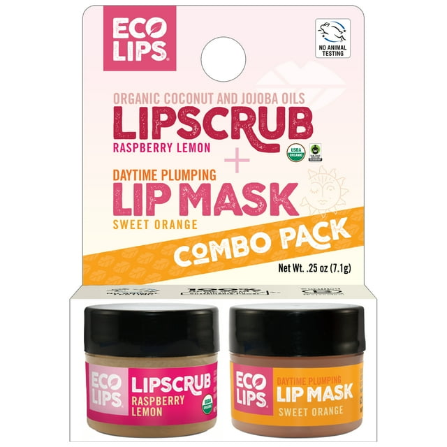 Eco Lips Organic Raspberry Lemon Lip Scrub & Plumping Daytime Lip Mask