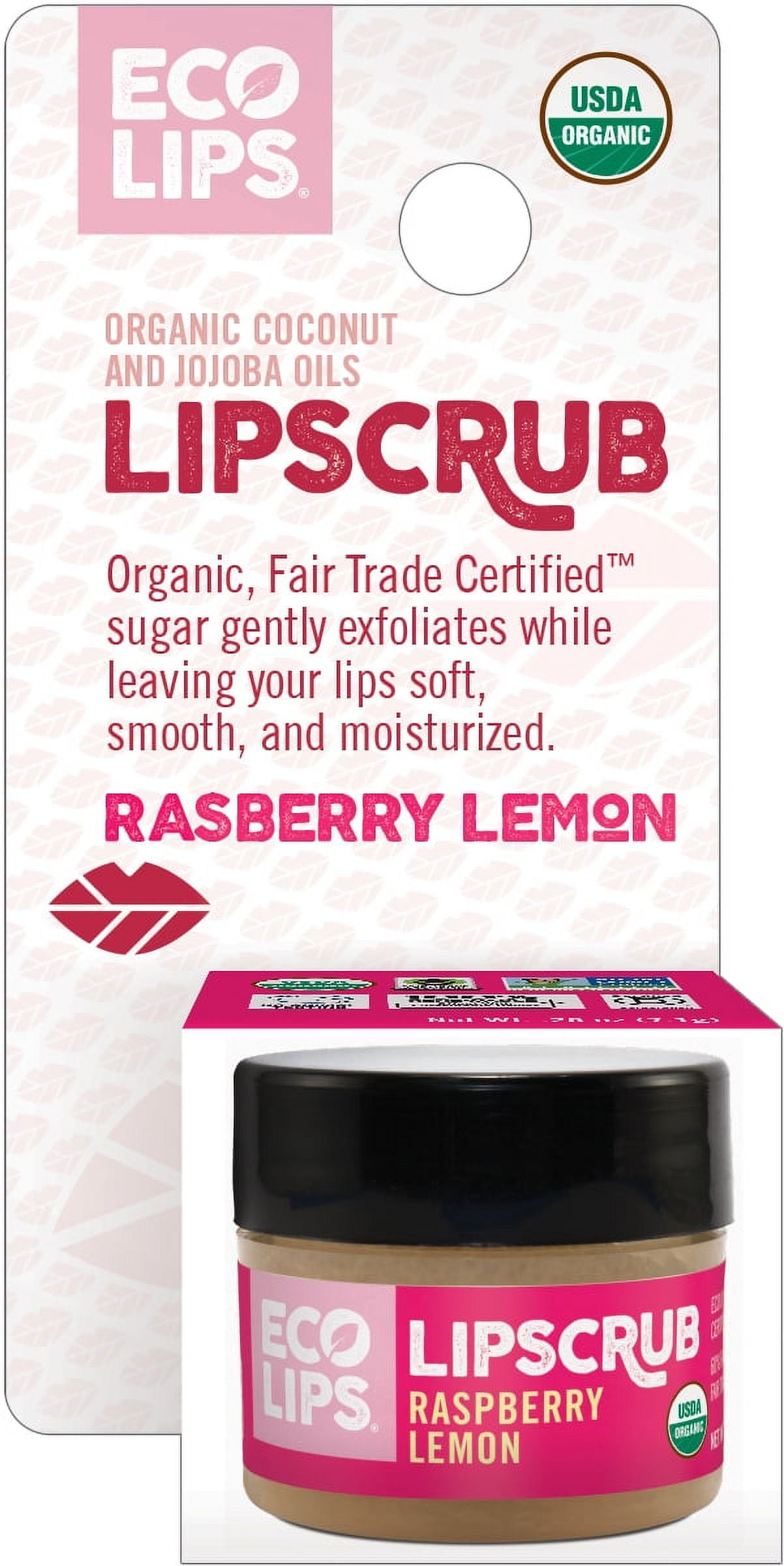 Eco Lips Organic Raspberry Lemon Sugar Lip Scrub 0.25 oz.