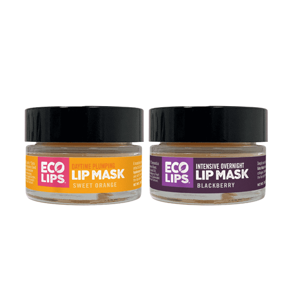 Eco Lips Plumping Daytime Lip Mask with Hyaluronic Acid+ Overnight Intensive Lip Mask with Gotu Kola, 2-count