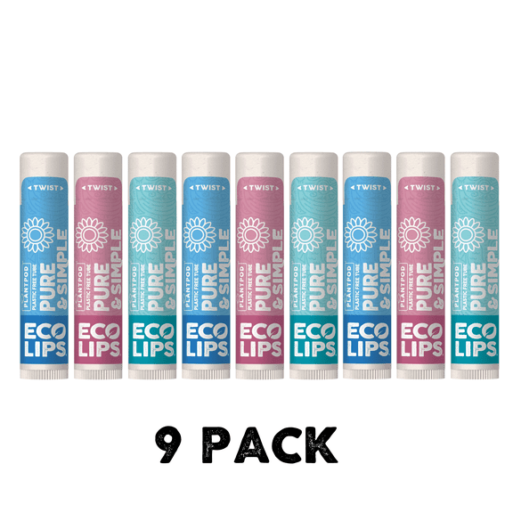 Eco Lips Pure & Simple Variety Plant Pod Organic Lip Balm, 9 Pack Variety