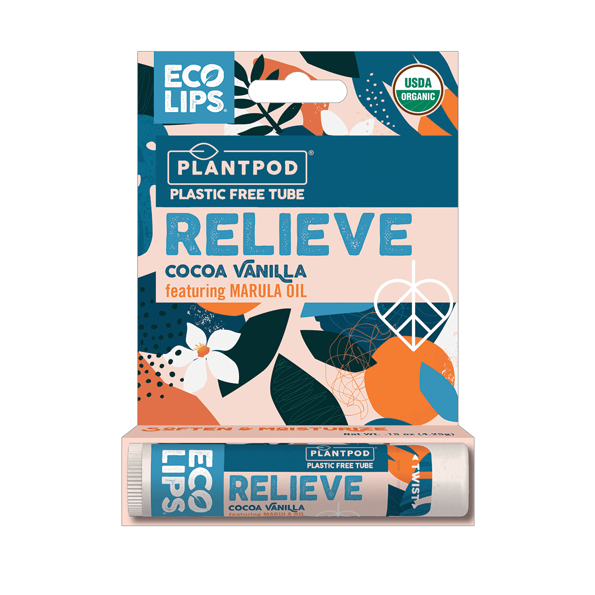 Eco Lips Relieve Lip Balm, Cocoa Vanilla, 0.15 oz.