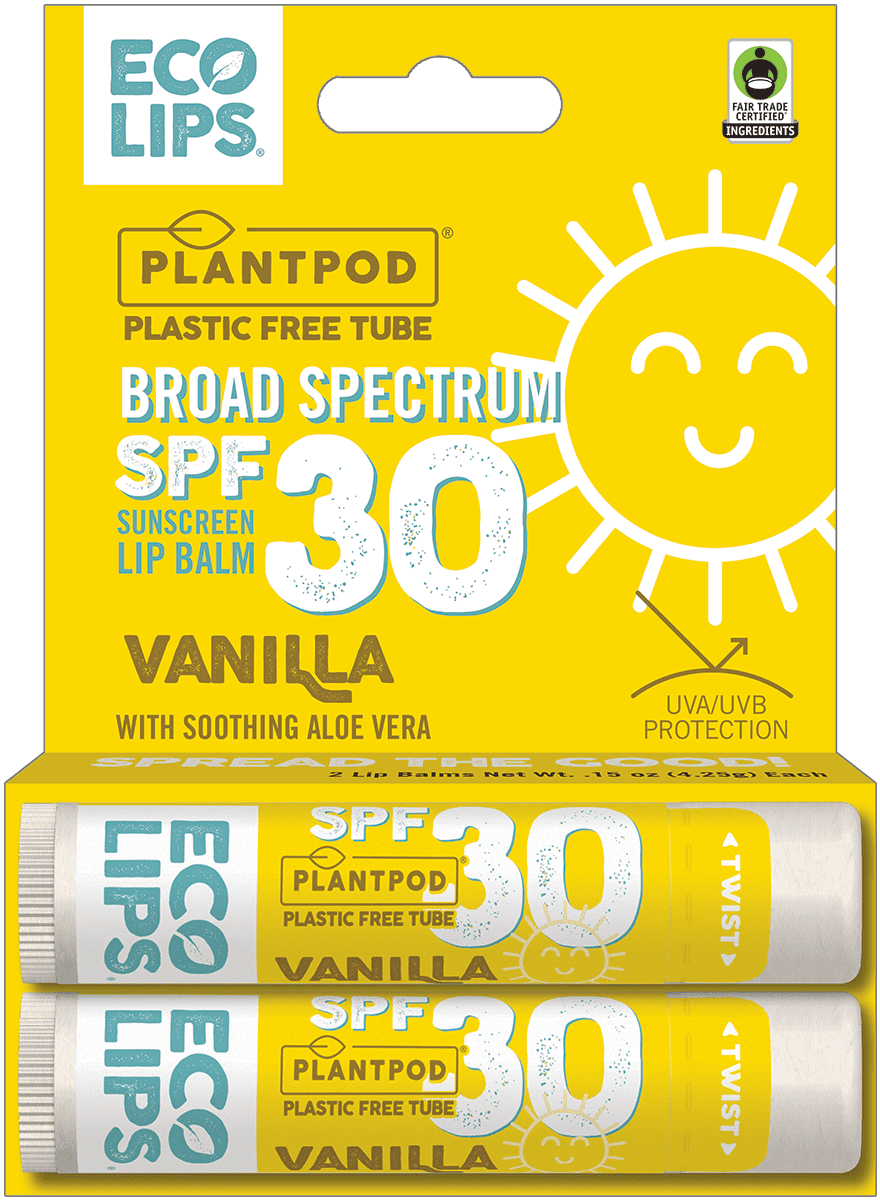 Eco Lips SPF 30 Broad Spectrum Vanilla Sunscreen Lip Balm 2 pack