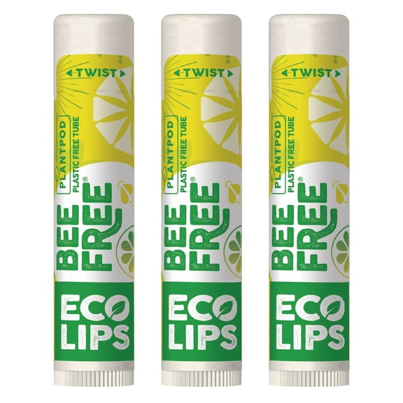 Eco Lips Vegan Bee Free Lip Balm with Candelilla Wax, Lemon Lime 3 Pack