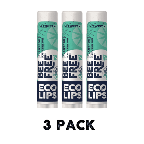 Eco Lips Vegan Bee Free Sweet Mint Organic Lip Balm, 3 pack
