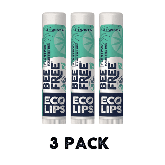 Eco Lips Vegan Bee Free Sweet Mint Organic Lip Balm, 3 pack