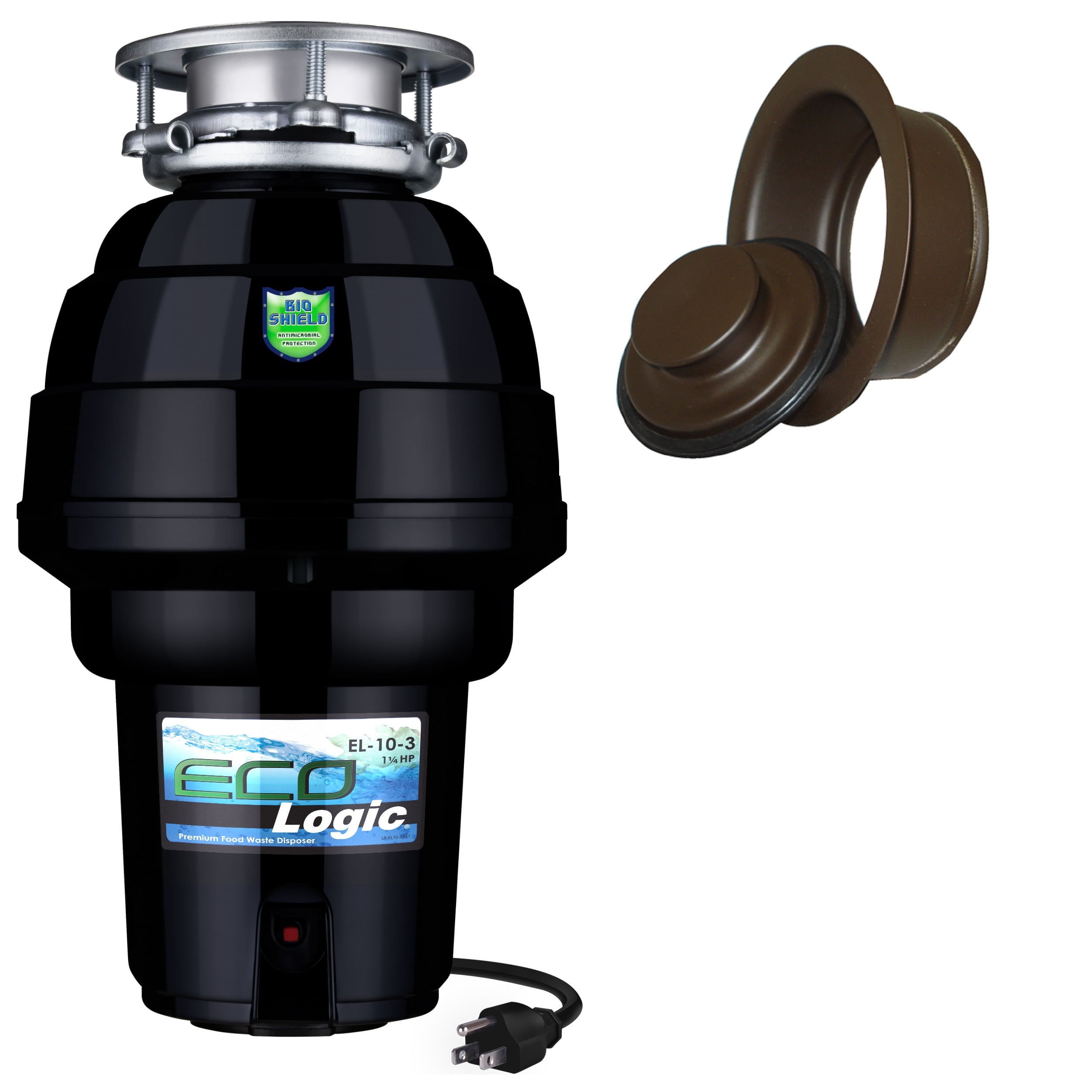 Eco Logic 1 1/4 HP Garbage Disposal with Oil Rubbed Bronze Sink Flange 10-US-EL-10-DS-3B-ORB