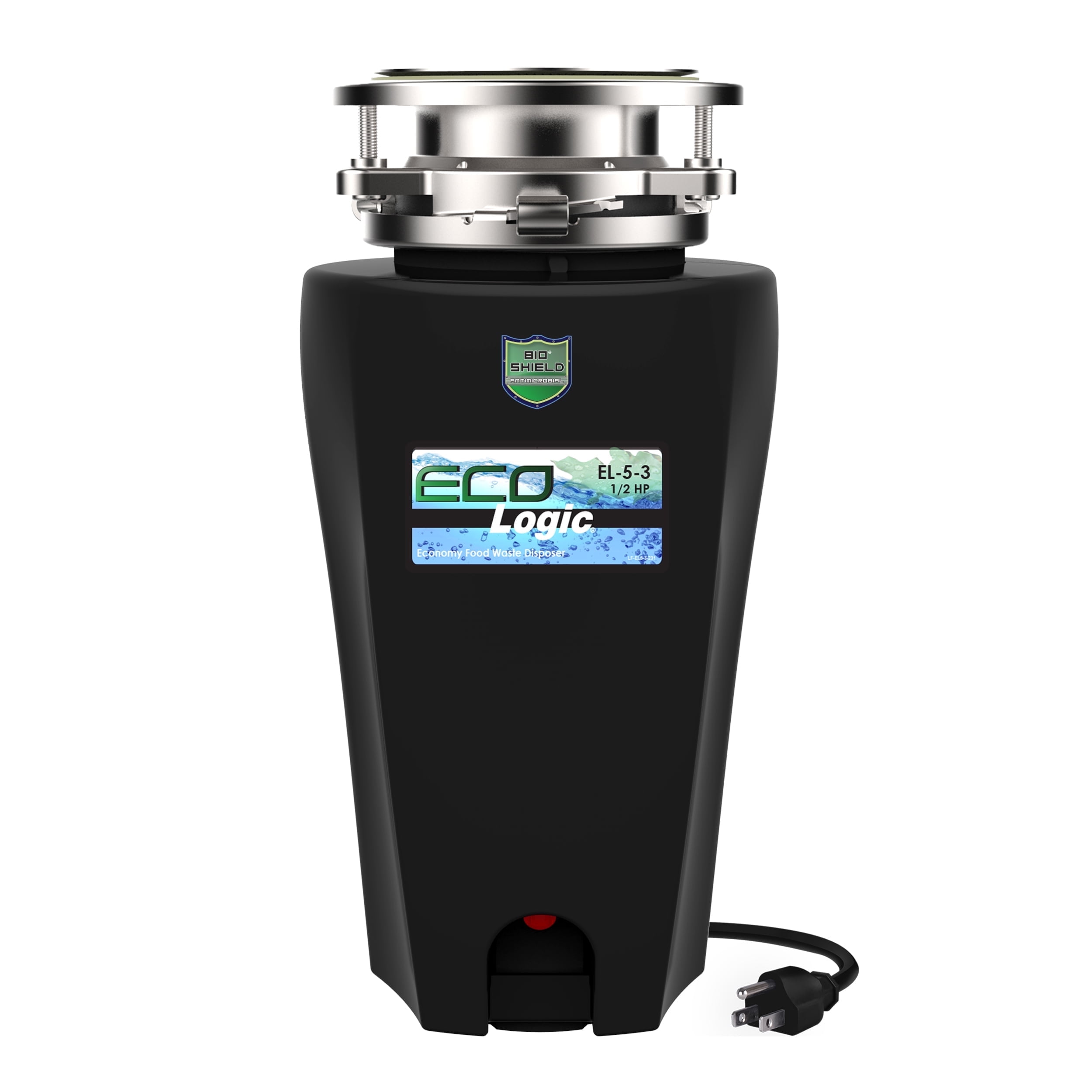 Eco Logic 1/2 HP Black Continuous Feed Garbage Disposal with Cord