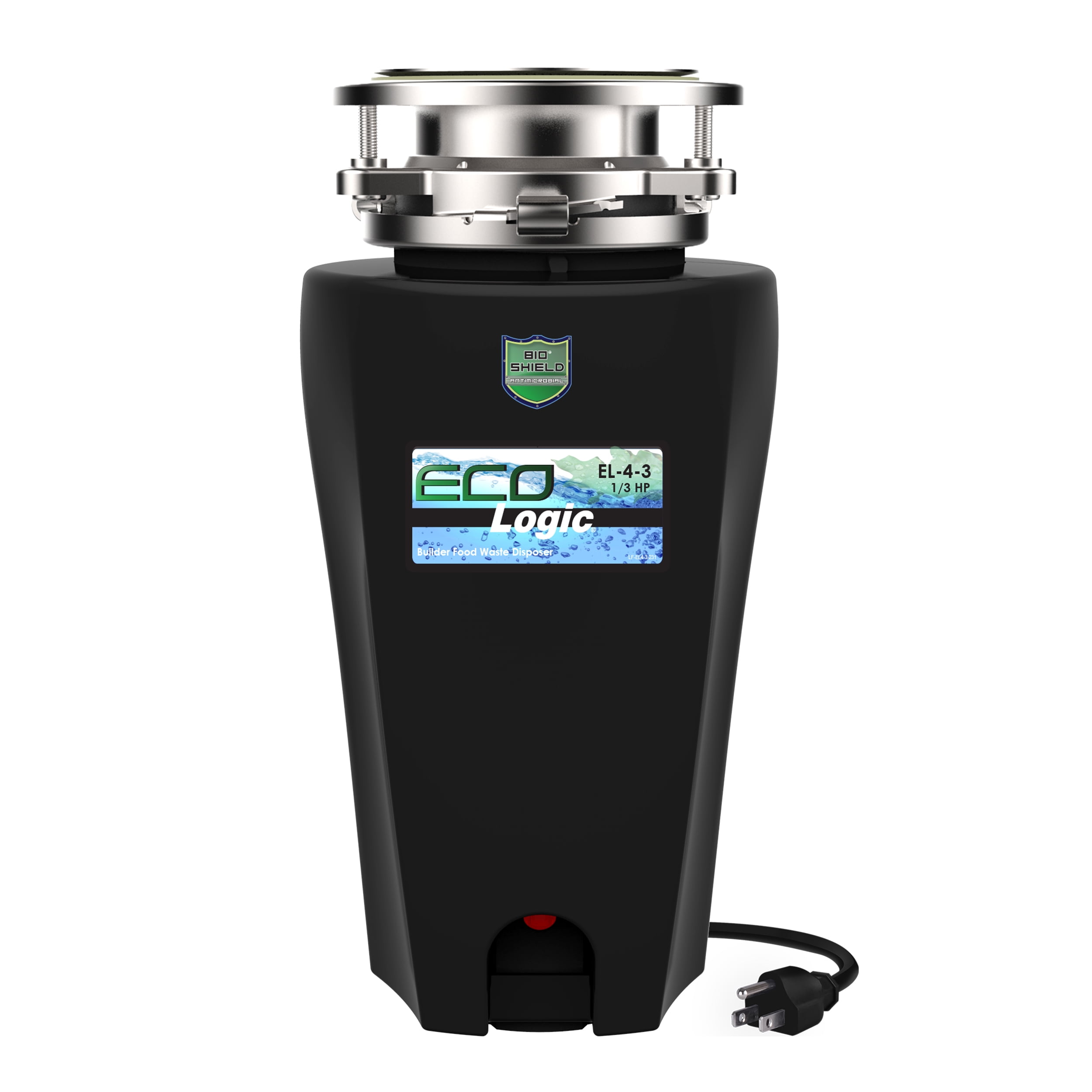Eco Logic Black 1/3 HP Continuous Feed Garbage Disposal with Cord