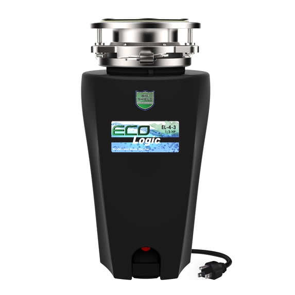 Eco Logic 1/3 HP Continuous Feed Garbage Disposal, Ultra-Quiet and Compact with Cord 10-US-EL-4-3B