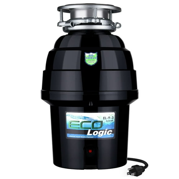 Eco Logic 3/4 HP Garbage Disposal with Attached Power Cord, Removable Splash Guard