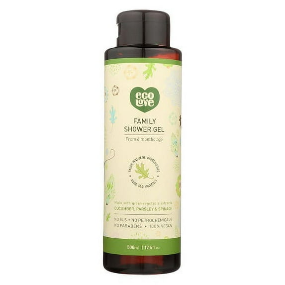 Eco Love Green Vegetables Extracts Family Shower Gel, 17.6 Oz, 6 Pack