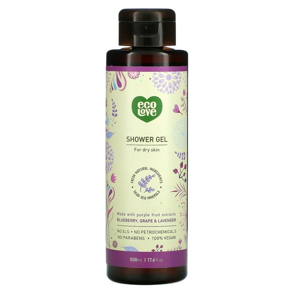 Eco Love Shower Gel, Blueberry, Grape & Lavender, 17.6 fl oz (500 ml)