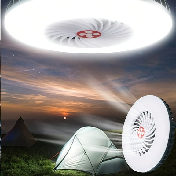 HOODINK Portable Camping Fan, Solar Fan Lamp with 1200mAh Rechargeable Battery, Camping Fan LED Lantern, Outdoor Tent Fan with Tripod for Indoor Outdoor Hiking Camping
