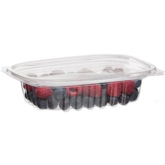 Eco-Products Clear Disposable Rectangular Deli Container with Lid, Eco-Friendly Compostable PLA Plastic Food Container, 8 oz, Case of 300