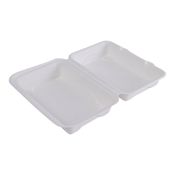 Eco-Products Compostable Disposable Clamshell Take Out Container, Eco-Friendly Sugarcane Food Container, 9" x 6", Case of 250