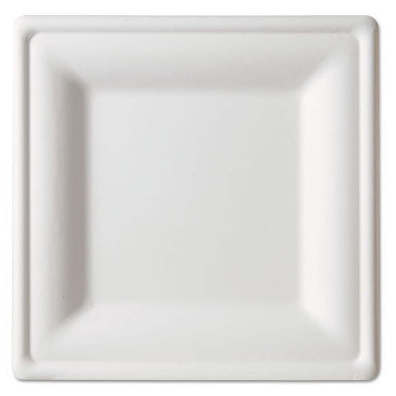 Eco-Products Disposable Square Sugarcane Plate, Eco-Friendly, Compostable, Grease and Cut Resistant, Microwave Safe, 10" x 10", Case of 250