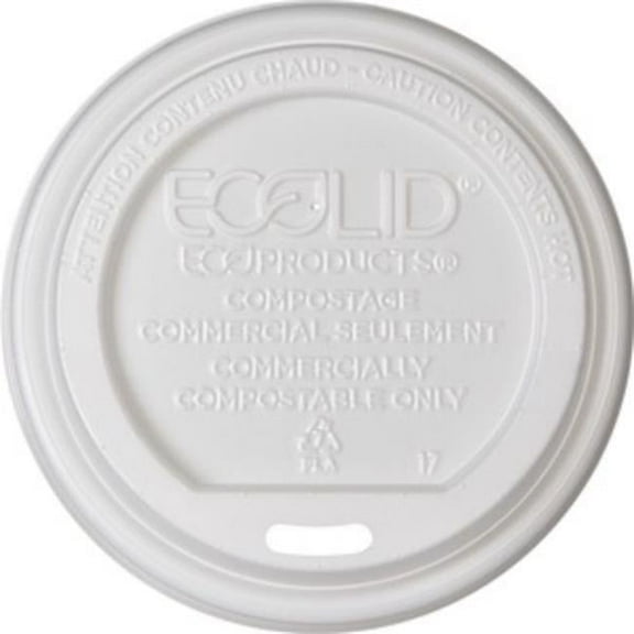 Eco-Products ECOEP-ECOLID-W Renewable EcoLid Hot Cup Lids, White - Pack of 16
