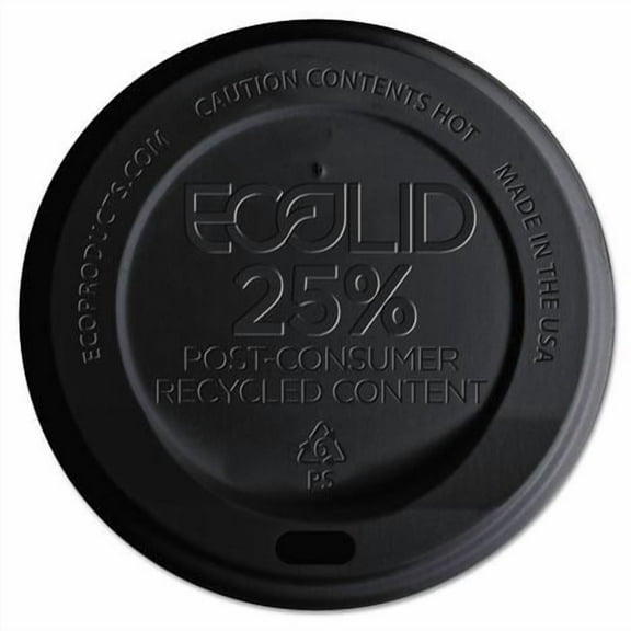 Eco-Products EP-HL16-BR EcoLid 25% Recyclable 10 - 20 oz. Hot Cup Lid - Black (1000/Carton)