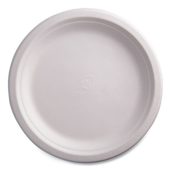 Eco-Products EP-P013NFA Vanguard 9 in. diameter Renewable and Compostable Sugarcane Plates - White (500/Carton)