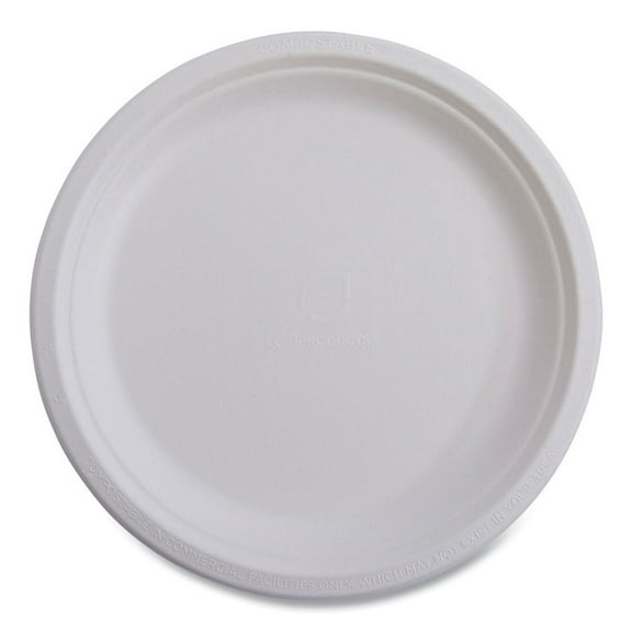 Eco-Products EP-P016NFA Vanguard 6 in. diameter Renewable and Compostable Sugarcane Plates - White (1000/Carton)