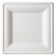 Eco-Products Disposable Square Sugarcane Plate, Eco-Friendly, Compostable, Grease and Cut Resistant, Microwave Safe, 10" x 10", Case of 250