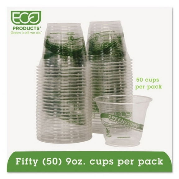 Eco-Products GreenStripe Compostable Cold Drink Cups, 9 oz. 50/Pack