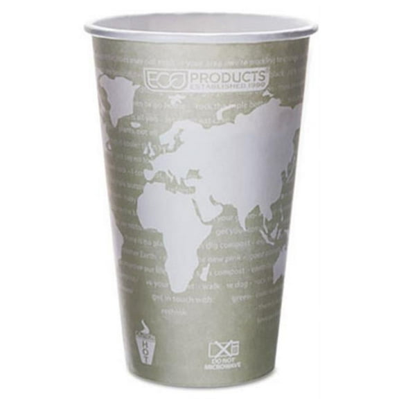 Eco-Products, Inc World Art Renewable Resource Hot Cups, 16 oz, Seafoam Green, 50-Pack