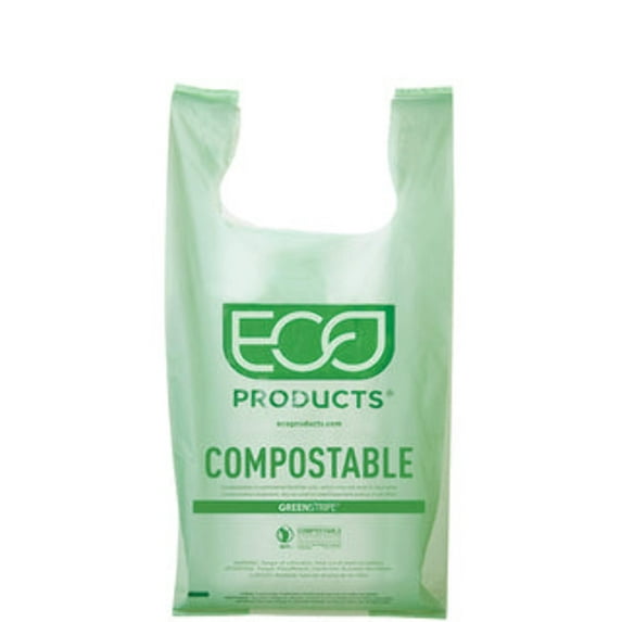 Eco-Products Medium Compostable Shopper Bag, 7 Gal, .80 mil, 50/PK, 10 PK/CT