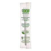Eco-Products Plantware Disposable Compostable PLA Plastic Wrapped Utensil Cutlery, 6" Fork, Case of 1000