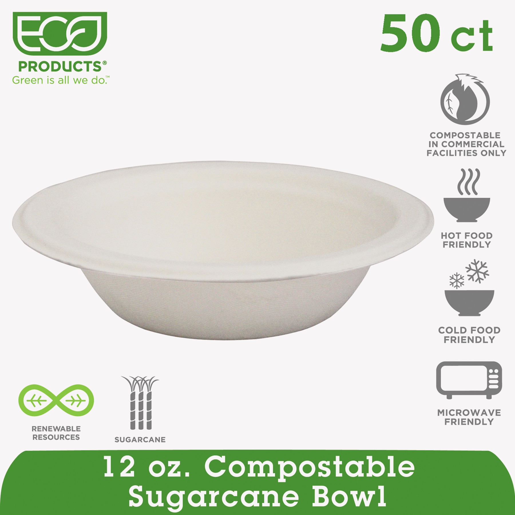 Eco-Products Renewable & Compostable Sugarcane Bowls - 12oz., 50/PK - image 1 of 3