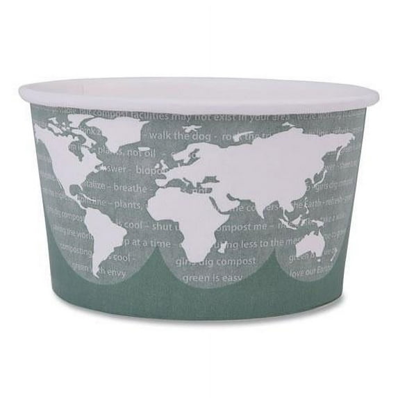 Eco-Products World Art Food Container 12oz Green Paper 200Ct EPBSC12WA
