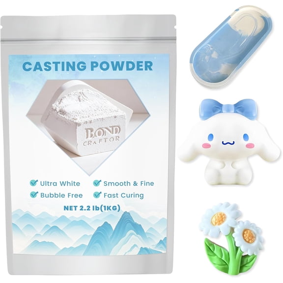 Eco Resin Casting Powder 1KG, 30 Minutes Demold Fast Curing Plaster of Paris, Plaster Powder Casting Kit for DIY Home Art