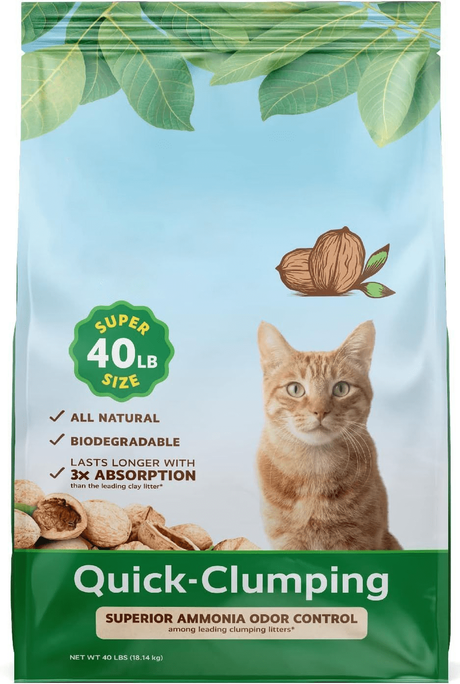 Eco-Shell Tielewhite Cat Litter Made from Walnut Shells, Single Cat ...