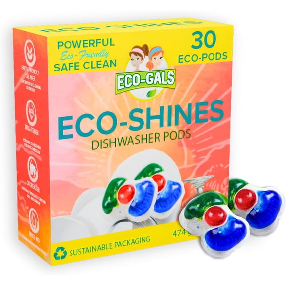 Eco-Shines Dishwasher Detergent Pods With 3 in 1 Power of Liquid, Powder, and Gel for Brighter Cleaner Dishes
