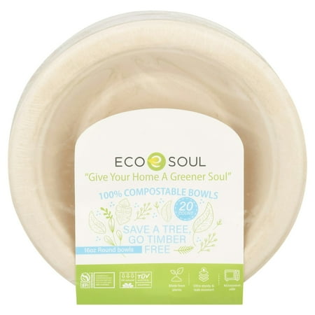 Eco Soul Bowls Plant-Based 16 oz Round 20 Count (Pack Of 8)