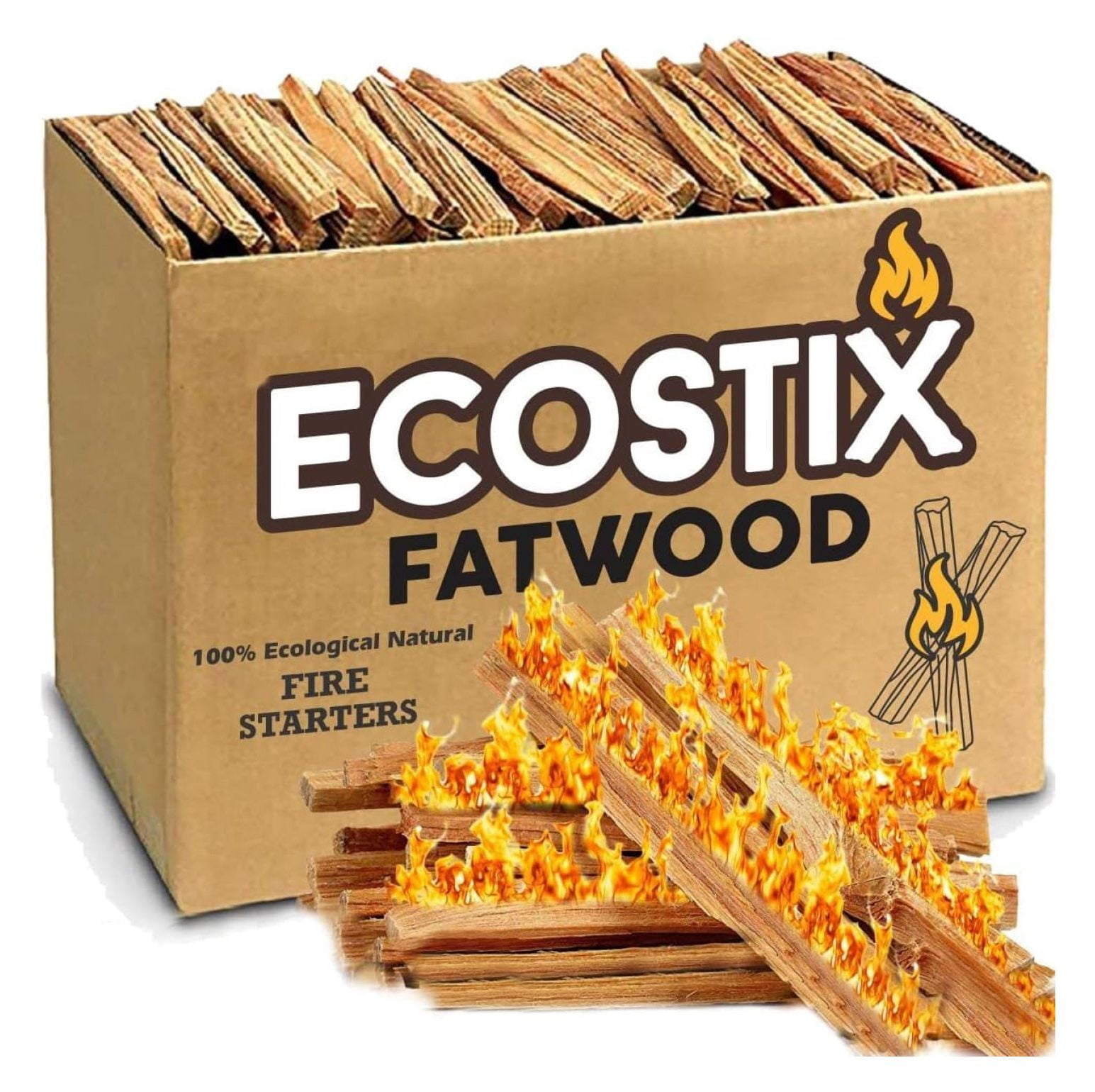 Eco-Stix Fatwood Fire Starter Kindling Firewood Sticks Bulk Packaged Firestarters 100% All Natural Resin Ocote 5LB