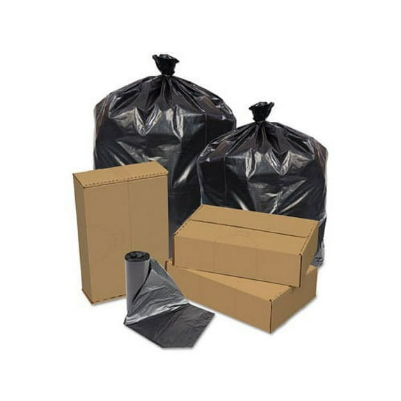 Eco Strong Can Liners 45 gal, 1.5 mil, 40" x 46", Black, 100/Carton