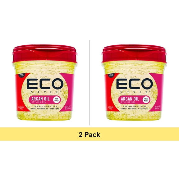 Eco Style Argan Oil Hair Styling Gel, 16 oz., Moisturizing, Unisex - 2 Pack