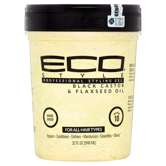 Eco Style Black Castor & Flaxseed Oil Hair Styling Gel, 32 oz., Moisturizing, Unisex