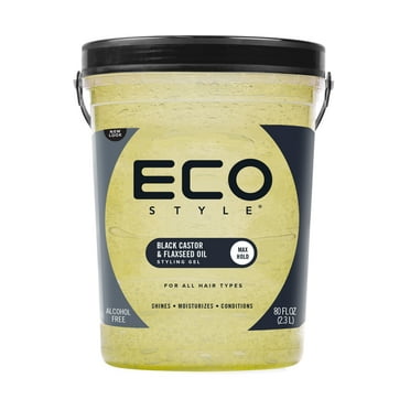 Eco Style Black Castor & Flaxseed Oil Hair Styling Gel, 80 oz., Nourishing, Unisex