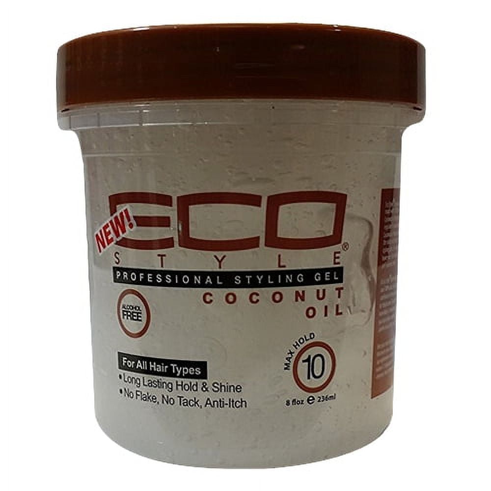 Eco Style Coconut Oil Hair Styling Gel, Max Hold, 8 Oz, 2 Pack