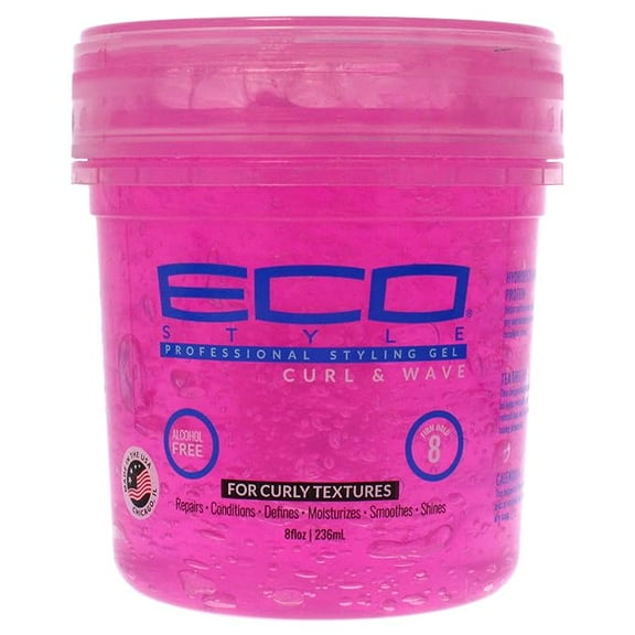 Eco Style Ecoco Hair Gel - Curl And Wave - Anti-Itch, Alcohol-Free Formula - Perfect Hold For Angled Or Tapered Sides - Ideal For Wavy Hair - No Flakes - Not Animal Tested - Moisturizes - 8 Oz